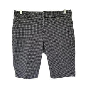 Calvin Klein Houndstooth Bermuda Shorts Women Size 4 Black White Classic Stretch